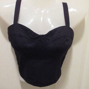 Black Bustier Crop Top, Young Fabulous & Broke NWT Pin-up Retro Hot Topic Denim
